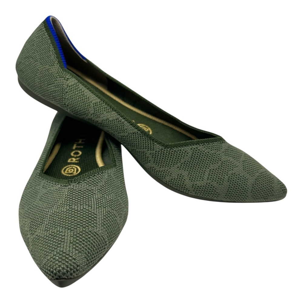 Rothy's Women's The Point Ballet Flats Safari Green Camo Knit Shoes Size 7